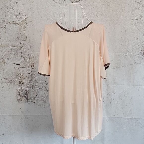 Euforia Bamboo Rayon Peach V-Neck Short Sleeve Top Womens Size L - Picture 6 of 10